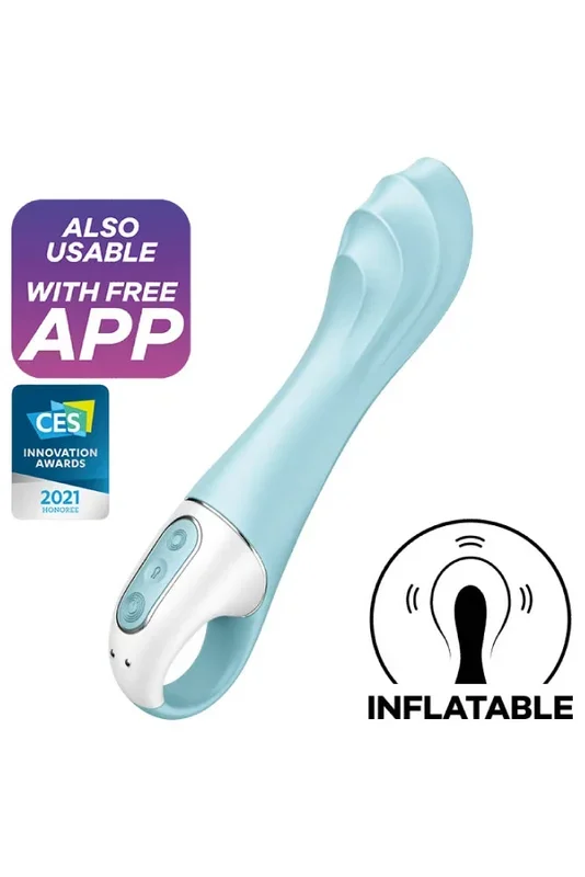 Satisfyer – Air Pump Inflatable Vibrator 5+ with App Control – Aqua