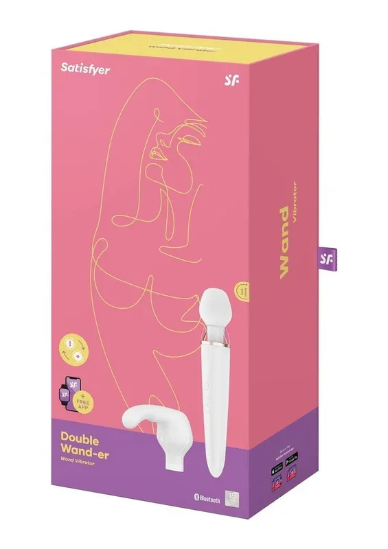 Satisfyer Double Wand-Er Rechargeable Silicone Waterproof Massager with Attachment