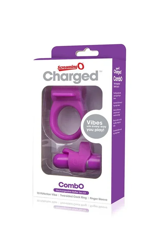 Screaming O – Charged – Combo Kit – Cock Ring & Bullet Kit – Purple