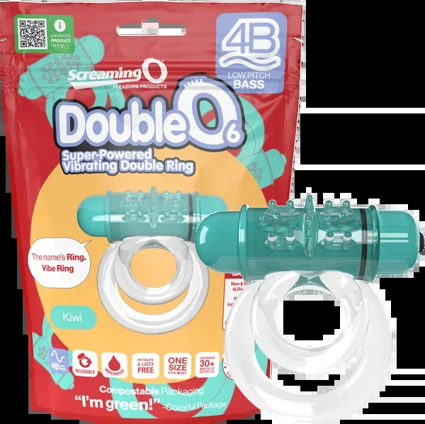 ScreamingO Double O 6 4B Low Pitch Bass Vibrating Cock Ring Kiwi