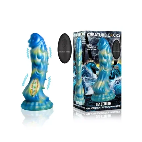 Sea Stallion Vibrating Silicone Dildo with Remote 8.3 Inch – Creature Cocks