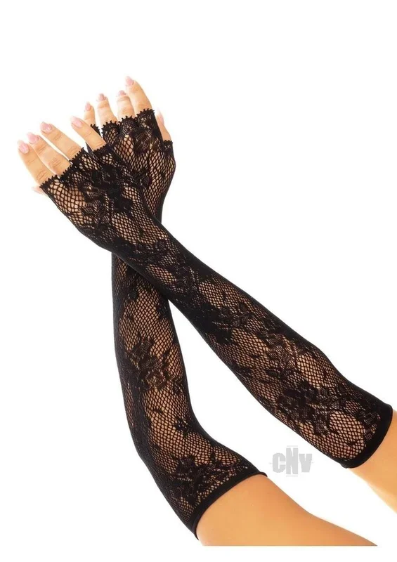 Seamless Opera floral Fingerless Os Blk