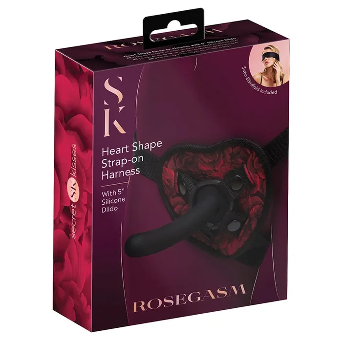 Secret Kisses Rosegasm Heart Shape Strap-On Harness with 5″ Dildo