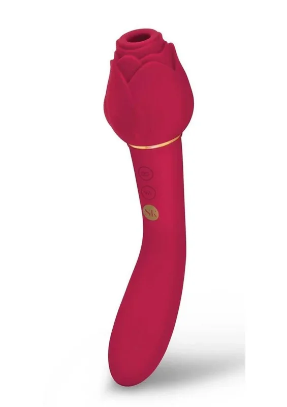 Secret Kisses Rosegasm Twosome Rechargeable Silicone Dual End Vibrator with Clitoral Stimulator