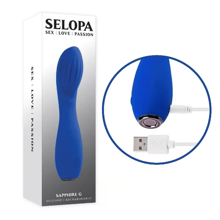 Selopa Sapphire Petite Powerful Rechargeable Vibrating G Spot Vibrator Blue