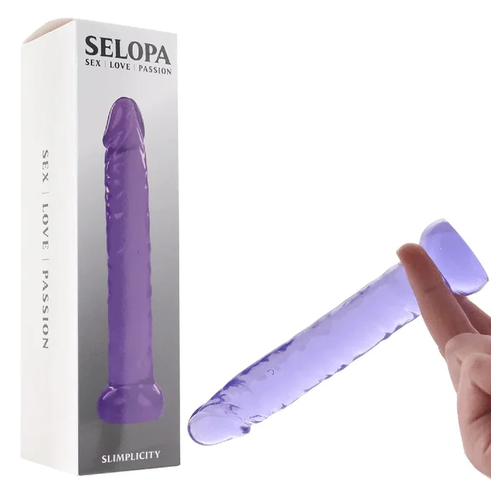 Selopa Slimplicity 5 Inch Life-like Jelly Non-vibrating Dildo for Beginners in Purple
