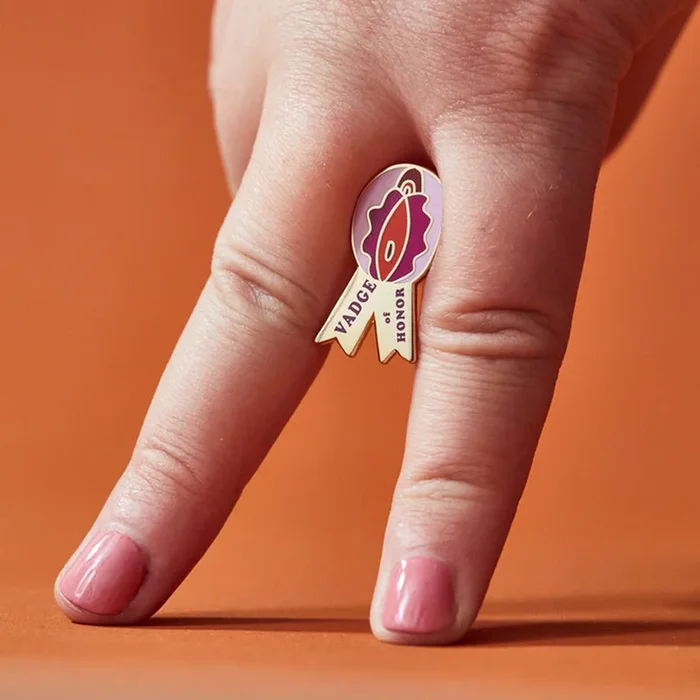 Sensual Pleasures Vadge of Honor Enamel Pin – Empowering Artistry & Expression