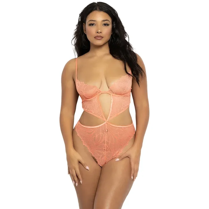 Seven Til Midnight Lace Teddy Coral One Size
