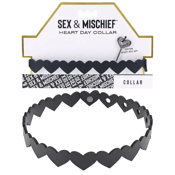Sex & Mischief Heart Day Collar – Black Collar