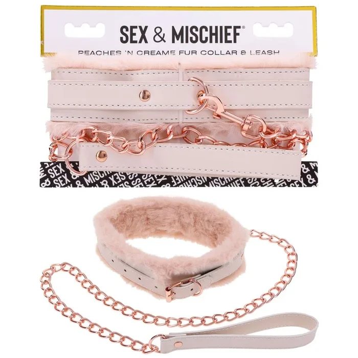 Sex & Mischief Peaches n CreaMe Fur Collar & Leash – Peach