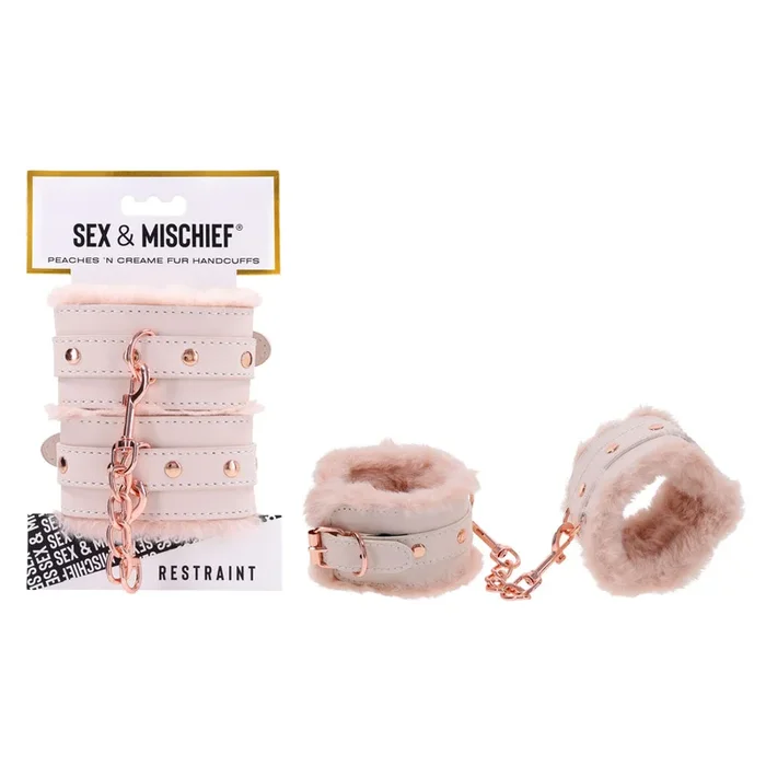 Sex & Mischief Peaches n CreaMe Fur Handcuffs – Peach Restraints