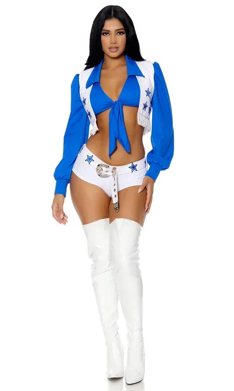 Sexy Blue and white Cheerleader Costume