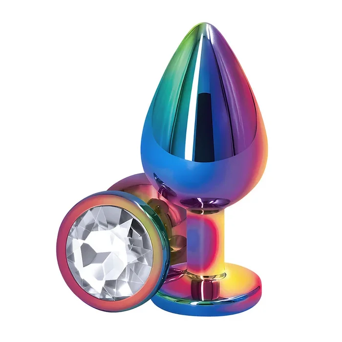 Sexyland Chroma Rainbow Metal Butt Plug With Round Gem – Large