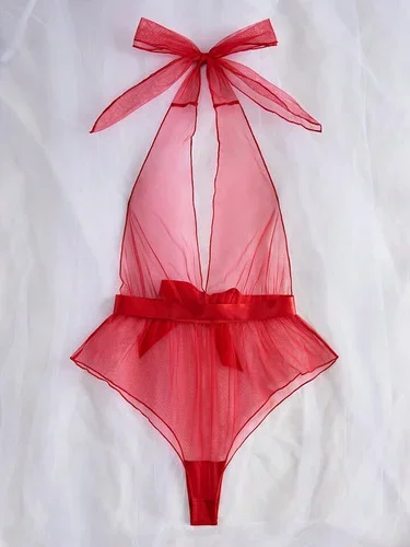 Sheer Mesh Bodysuit Sexy Lingerie (Valentine’s Day Themed