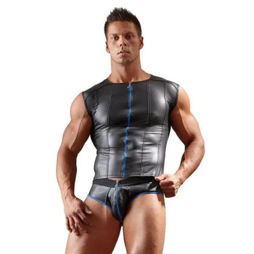 Shiny Matte Shirt with Zip