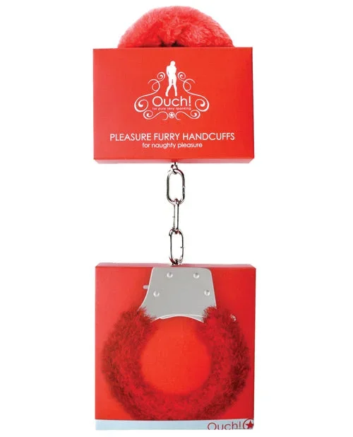 Shots Ouch Furry Pleasure Handcuffs – Red
