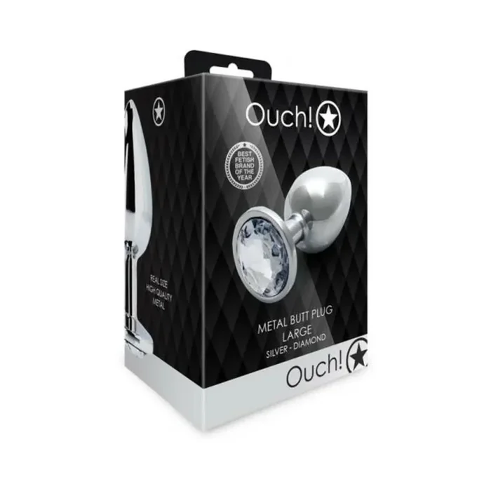 Shots Ouch! Round Gem Butt Plug Large Silver/diamond