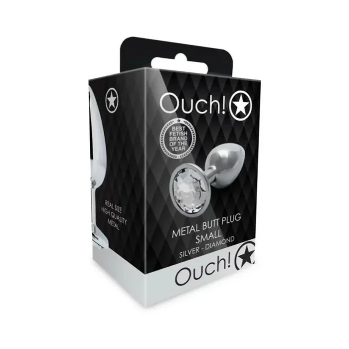 Shots Ouch! Round Gem Butt Plug Small Silver/diamond