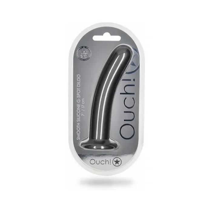 Shots Ouch! Smooth Silicone 7 In. G-spot Dildo Gunmetal
