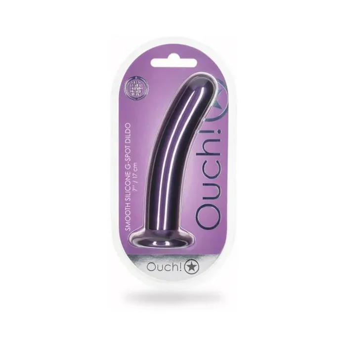 Shots Ouch! Smooth Silicone 7 In. G-spot Dildo Metallic Purple
