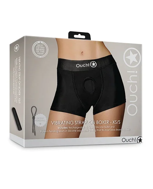 Shots Ouch Vibrating Strap On Boxer – Black XS/S