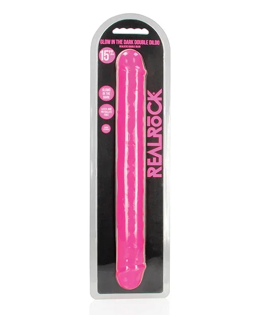 Shots RealRock 15″ Double Dong Glow in the Dark – Neon Pink