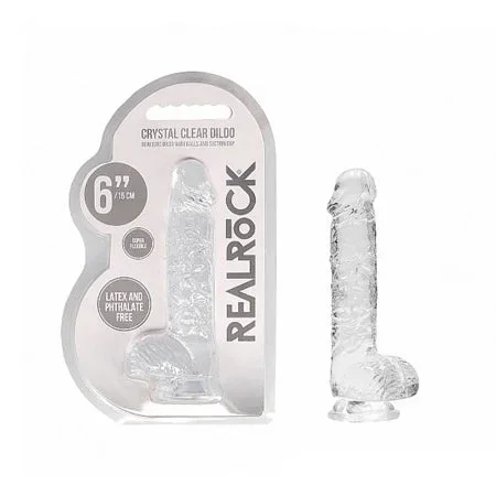 Shots RealRock Realistic Crystal Clear 6 Dildo w/Balls – Transparent Clear