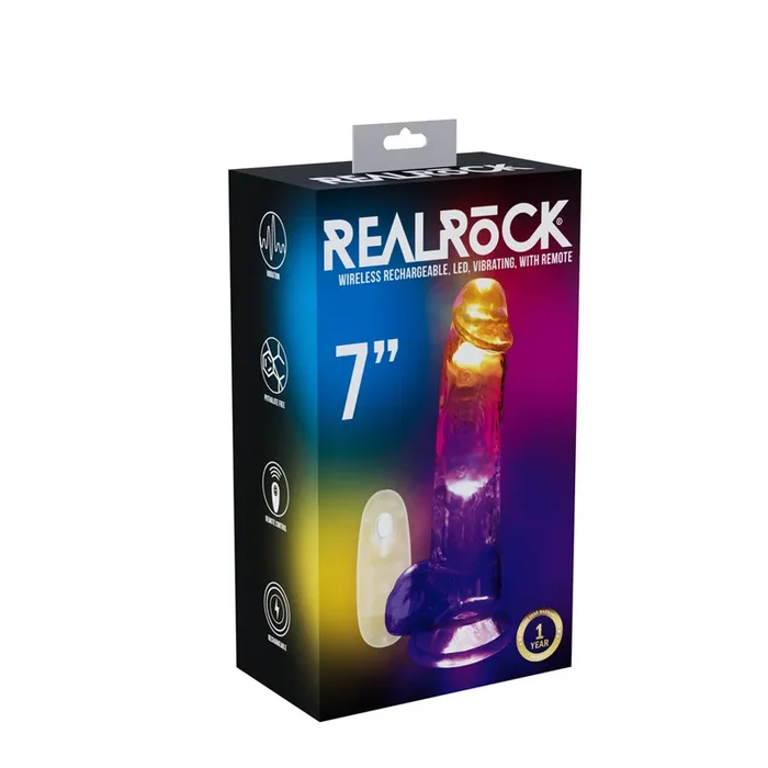 Shots Toys | REALROCK 7″ Wireless LED Vibrating Dildo with Balls and Remote