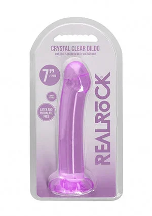 Shots Toys | REALROCK Crystal Clear 7″ / 13cm Non Realistic Dildo with Suction Cup – Purple