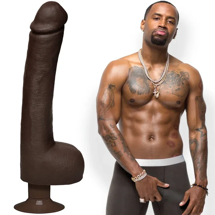 Signature Cocks Safaree Samuels Anaconda Vibrating Ultraskyn Cock with Suction Base Black 12″