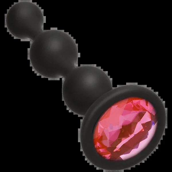 Silicone Anal Beads Booty Bling Beads With Pink Gem Black