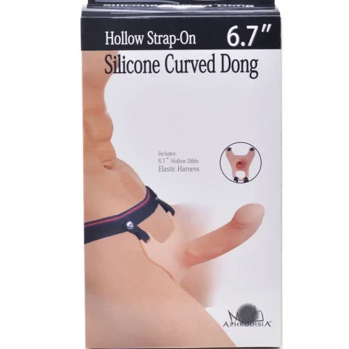 Silicone Hollow Unisex Strap-On Dildo Flesh 19cm