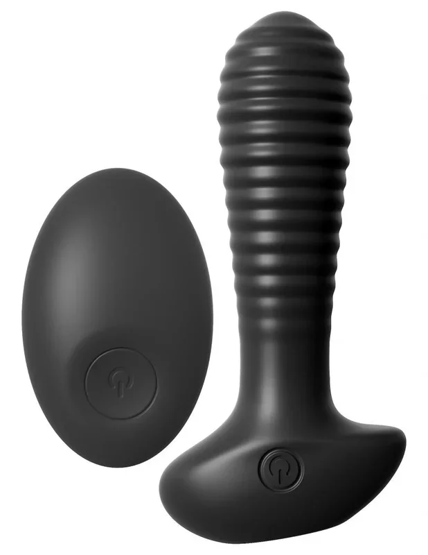 Silicone Wireless Remote Control Vibrating Butt Plug Waterproof Black 4.7 Inch Anal Fantasy Elite