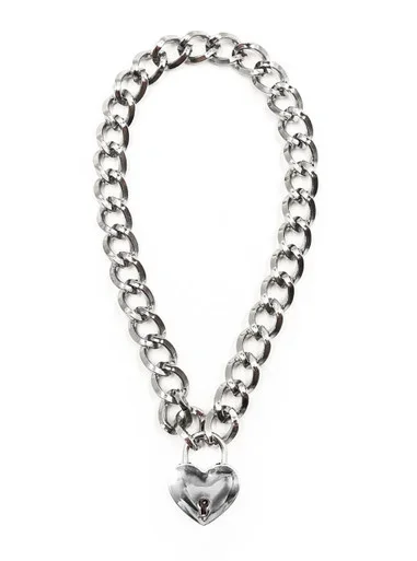 Silver Heart Lock Day Collar