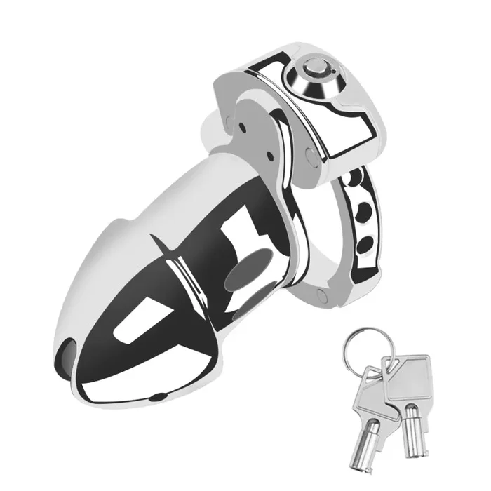 Silver Knight Adjustable Ring Metal Chastity Cage Cock Cage 2.95″ by Metal Pleasure Play