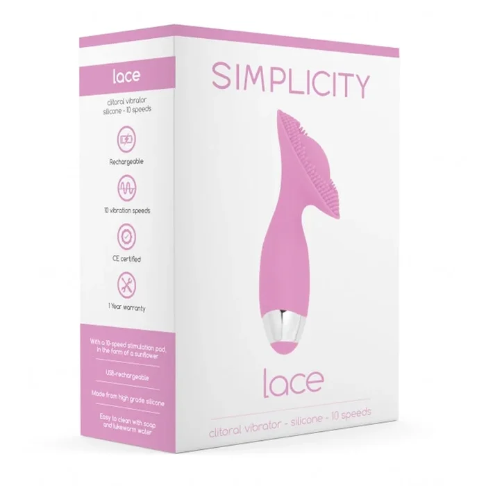 Simplicity Lace Rechargeable – Clitoral Vibrator – Silicone – 10 Speed – Pink
