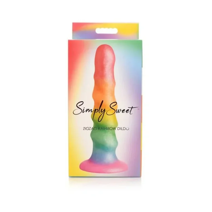 Simply Sweet Zigzag 6.5 In. Silicone Dildo Rainbow