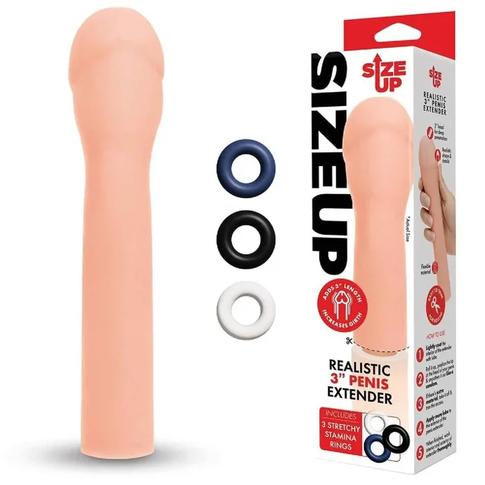Size Up Realistic 3” Penis Extender – Flesh