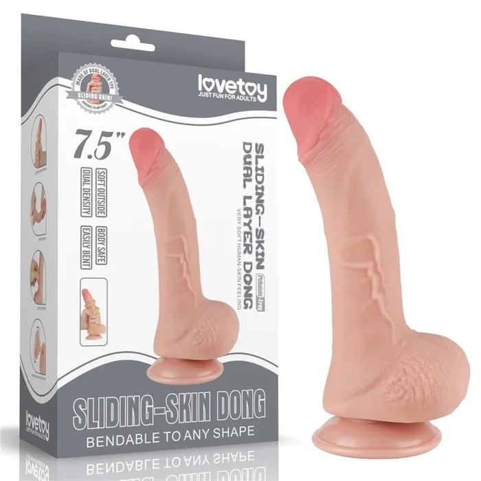 Sliding Skin Dual Layer Dong – Flesh (7.5”) with Flexible Skin