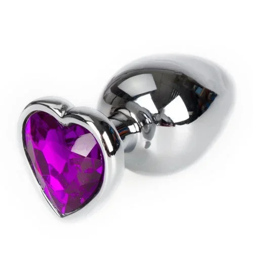 SMALL Heart Base Metal butt plug Violet 7 cm