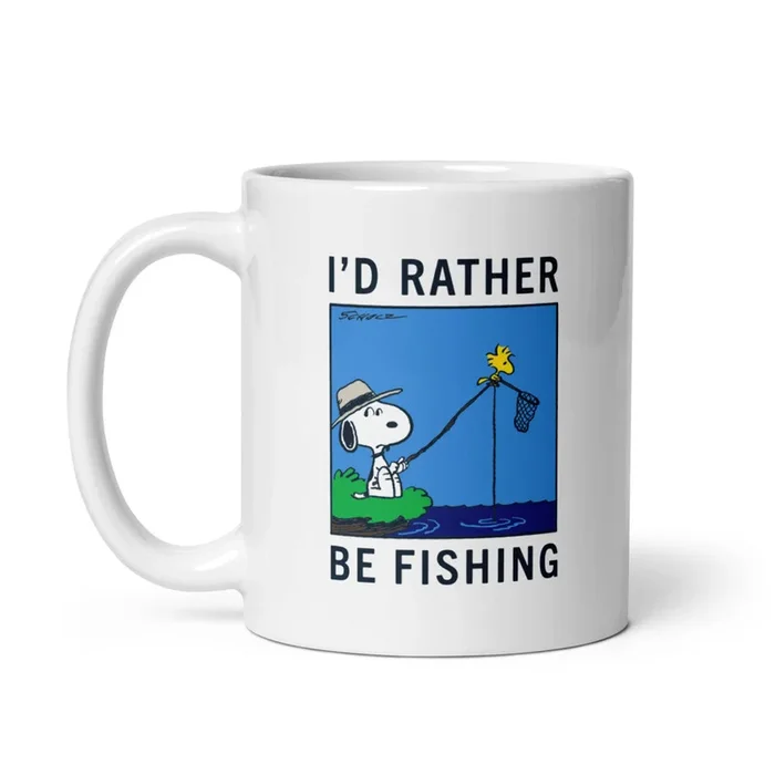 Snoopy I’d Rather Be Fishing White Mug