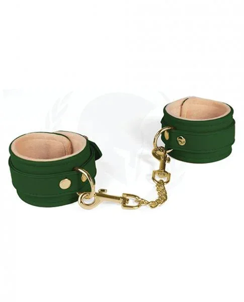 Spartacus Pu Ankle Cuffs W/plush Lining – Green