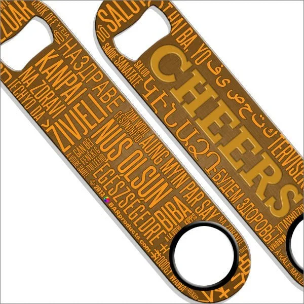 Speed Bottle Opener / Bar Key – Cheers Word Collage