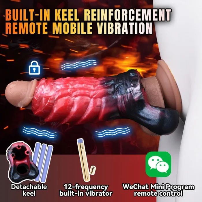 Spiral Silicone Fantasy Vibrating Penis Sleeve – Male Cock Extension Sheaht Sex Toys