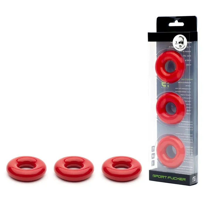 Sport Fucker Rubber Cockrings Set of 3 – Red