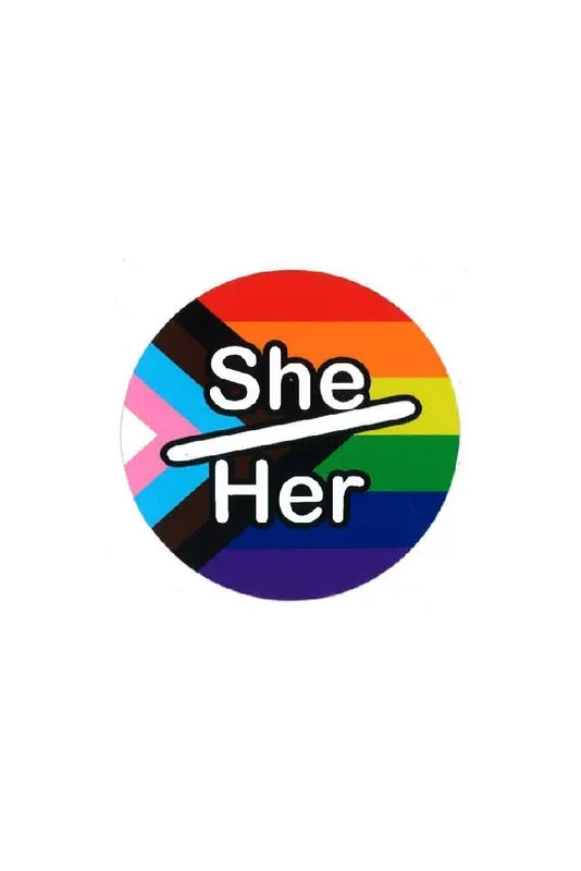 Stag Shop – Pride Flag with She/Her Pronouns Sticker