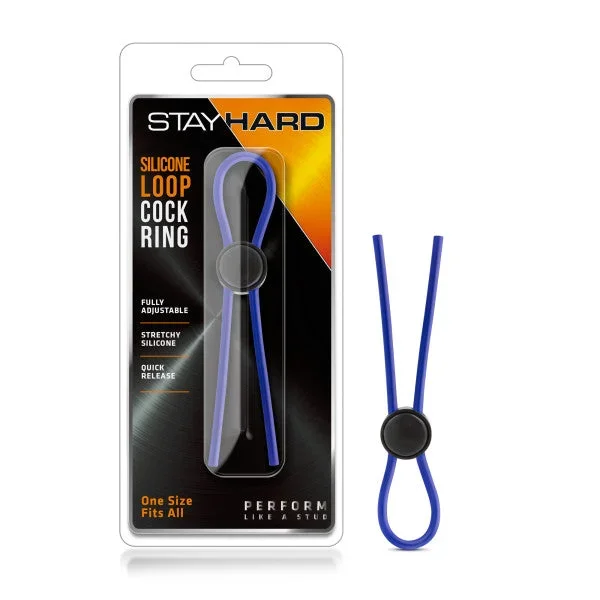 Stay Hard – Silicone Loop Cock Ring – Blue Adjustable Lasso Cock Ring