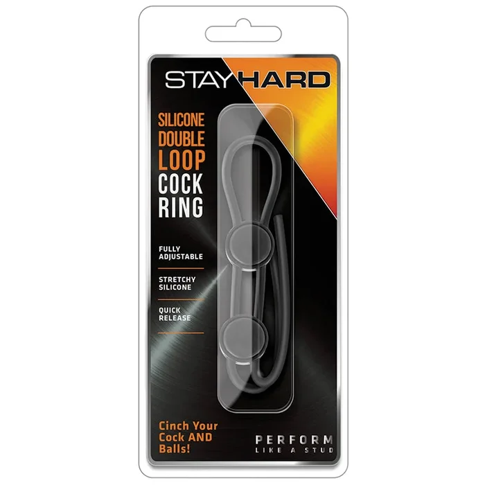Stay Hard Black Silicone Double Loop Penis Ring