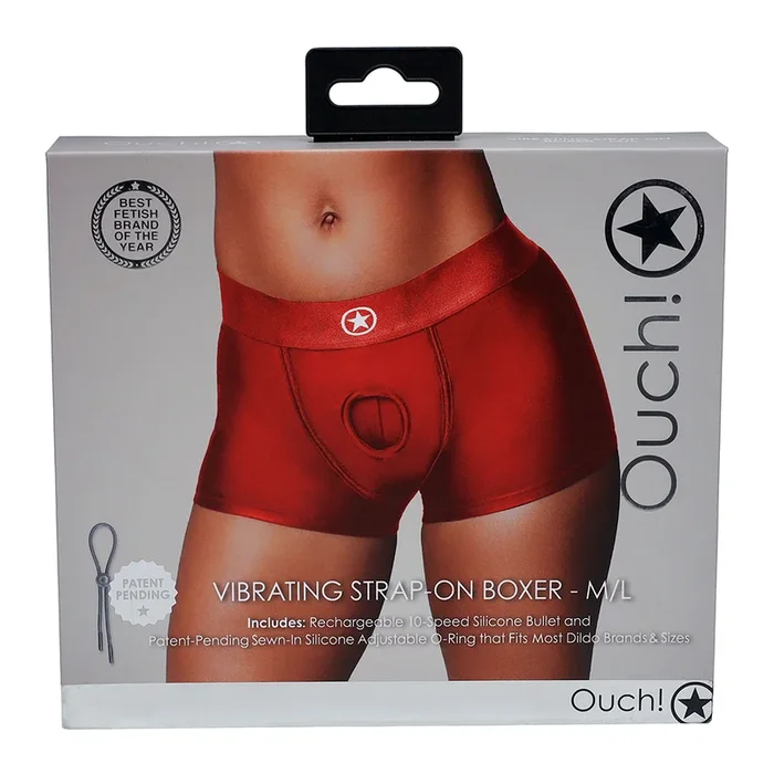 Strap-On Boxer Vibrating Red M/L