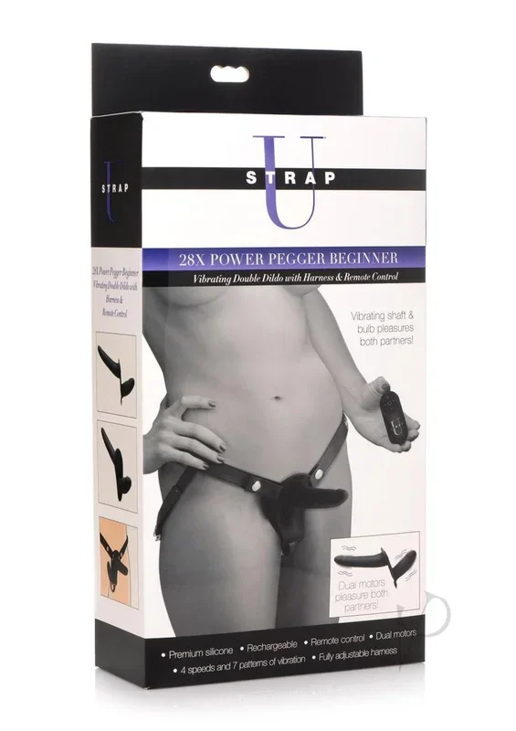 Strap U Vibe Dbl Dildo W/harness Strap-on Toy Black